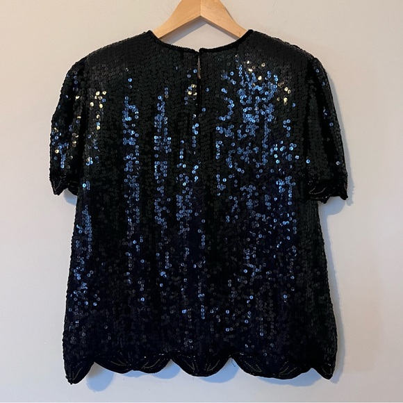 Vintage Braemar by Jeremy Scott 80s glam sequin beaded silk blouse womens medium - Picture 8 of 12
